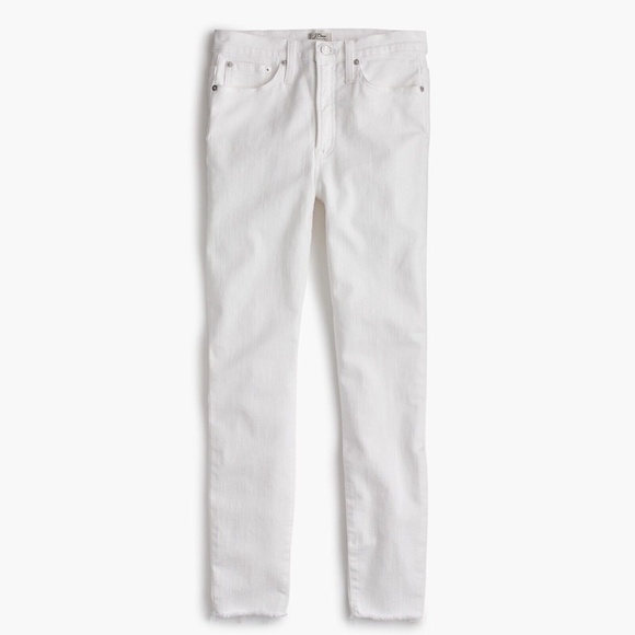 New JCREW Size 24 10" Highest-Rise Toothpick Jeans in White With Cut Hems H7826 - Picture 1 of 4